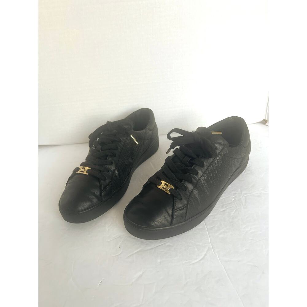 Michael Michael Kors‎ Colby Black Leather Low Top Lace Up Sneakers 10M